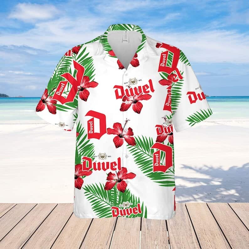 Duvel Beer Hibiscus Flower Pattern Hawaiian Shirt Beach Lovers Gift Duvel Beer Hibiscus Flower Pattern Hawaiian Shirt Beach Lovers Gift