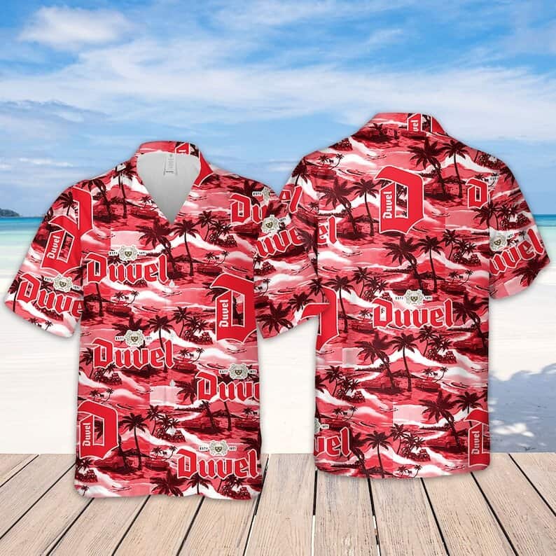 Duvel Beer Island Pattern Hawaiian Shirt Beach Vacation Gift
