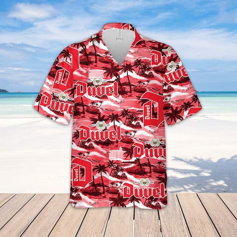 Duvel Beer Island Pattern Hawaiian Shirt Beach Vacation Gift Duvel Beer Island Pattern Hawaiian Shirt Beach Vacation Gift
