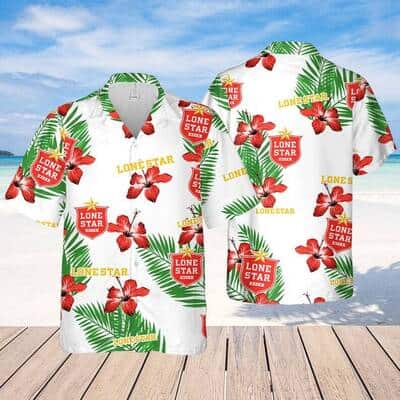 Lone Star Beer Hibiscus Flower Pattern Hawaiian Shirt Lone Star Beer Hibiscus Flower Pattern Hawaiian Shirt