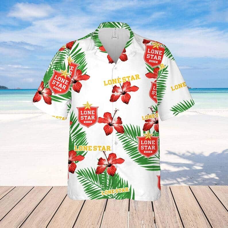 Lone Star Beer Hibiscus Flower Pattern Hawaiian Shirt Lone Star Beer Hibiscus Flower Pattern Hawaiian Shirt