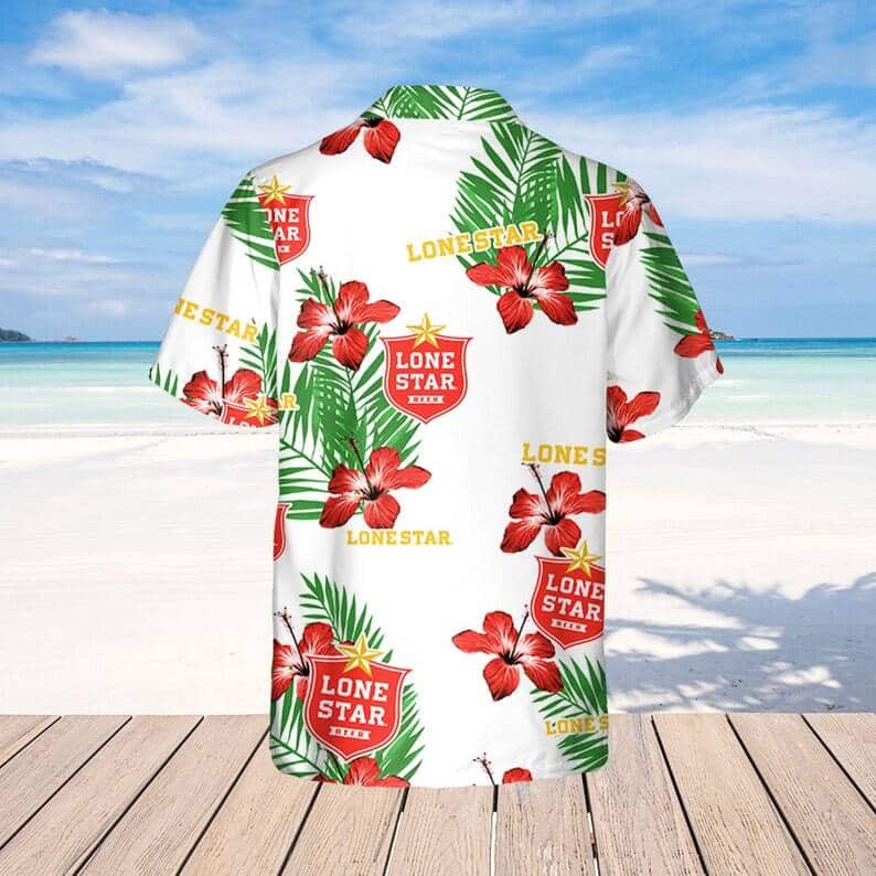 Lone Star Beer Hibiscus Flower Pattern Hawaiian Shirt Lone Star Beer Hibiscus Flower Pattern Hawaiian Shirt
