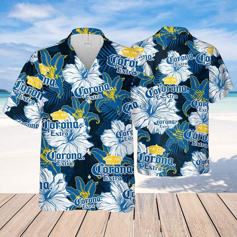 Corona Extra Beer Floral Pattern Hawaiian Shirt Corona Extra Beer Floral Pattern Hawaiian Shirt