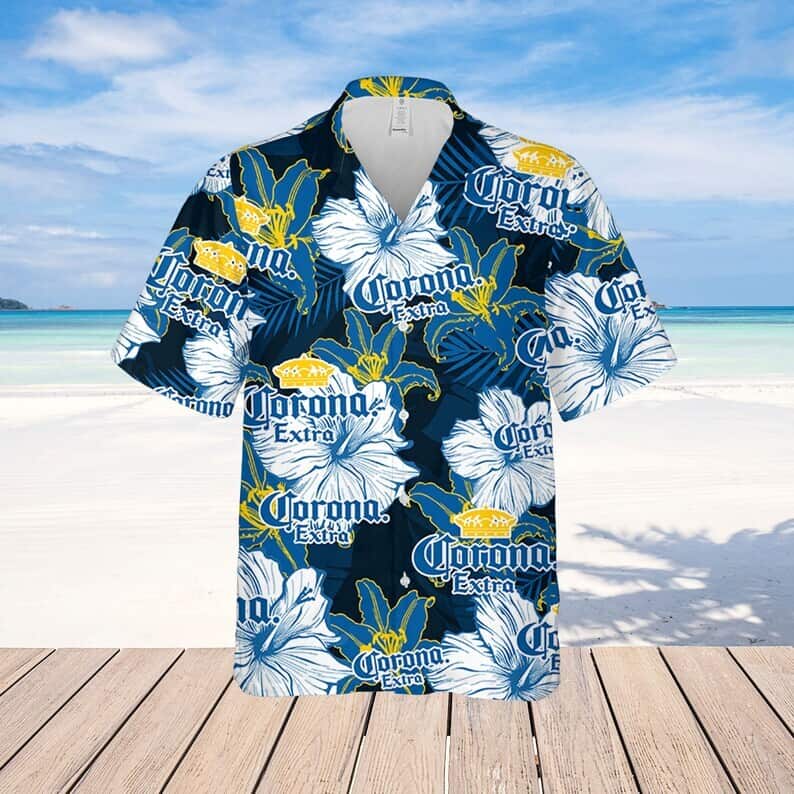 Corona Extra Beer Floral Pattern Hawaiian Shirt Corona Extra Beer Floral Pattern Hawaiian Shirt