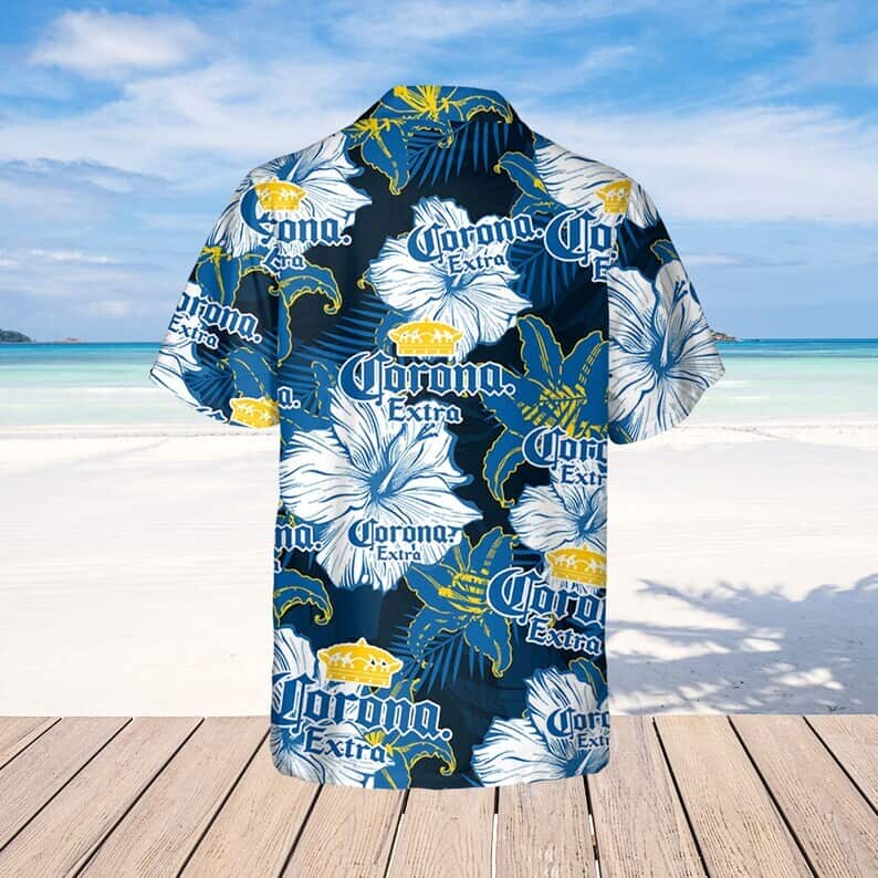 Corona Extra Beer Floral Pattern Hawaiian Shirt Corona Extra Beer Floral Pattern Hawaiian Shirt