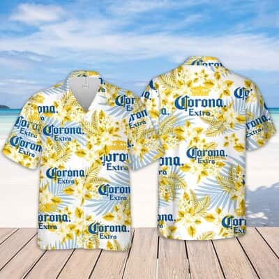 Corona Extra Beer Tropical Flower Pattern Hawaiian Shirt Gift For Beach Trip Corona Extra Beer Tropical Flower Pattern Hawaiian Shirt Gift For Beach Trip