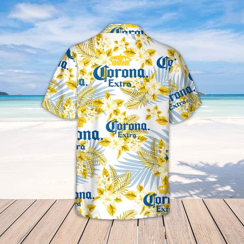 Corona Extra Beer Tropical Flower Pattern Hawaiian Shirt Gift For Beach Trip Corona Extra Beer Tropical Flower Pattern Hawaiian Shirt Gift For Beach Trip