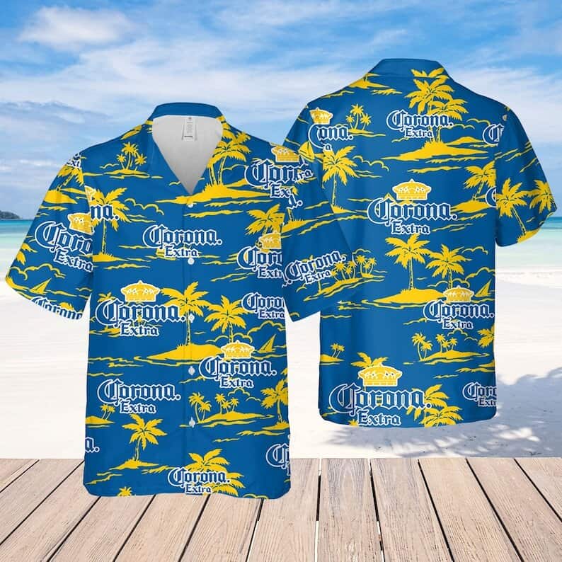 Corona Extra Beach Pattern Hawaiian Shirt Corona Extra Beach Pattern Hawaiian Shirt