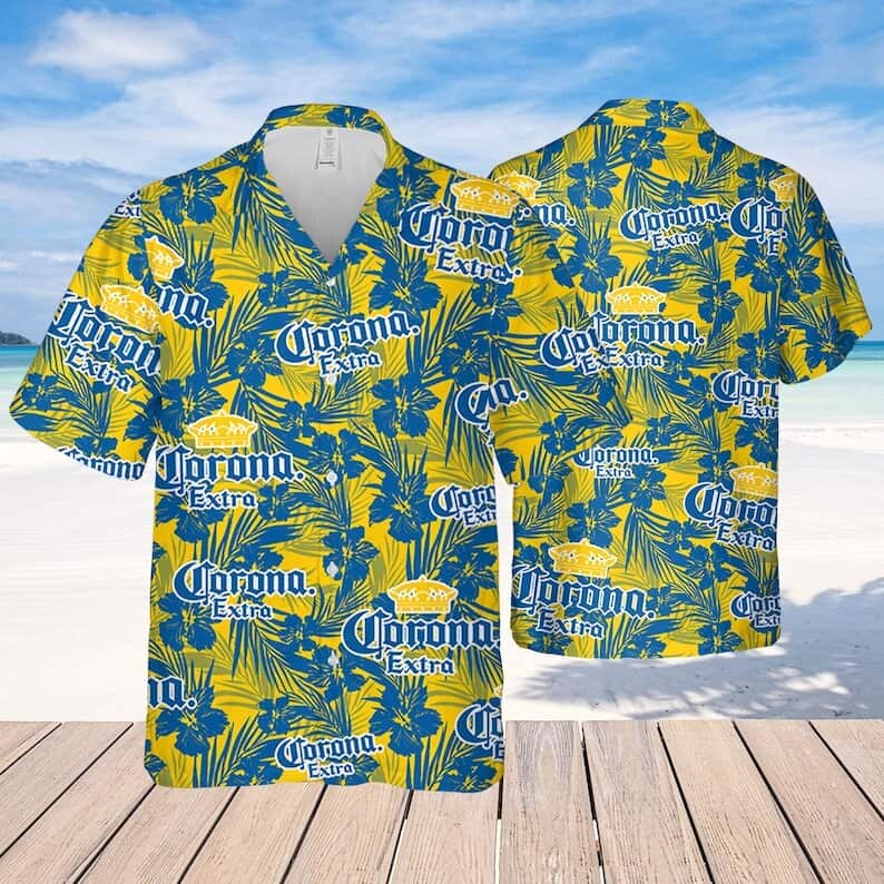 Corona Extra Tropical Flower Pattern Hawaiian Shirt Beach Gift For Friend