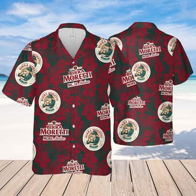 Birra Moretti Tropical Flower Pattern Hawaiian Shirt