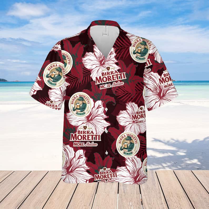Birra Moretti Beer Tropical Flower Pattern Hawaiian Shirt Beach Lovers Gift Birra Moretti Beer Tropical Flower Pattern Hawaiian Shirt Beach Lovers Gift