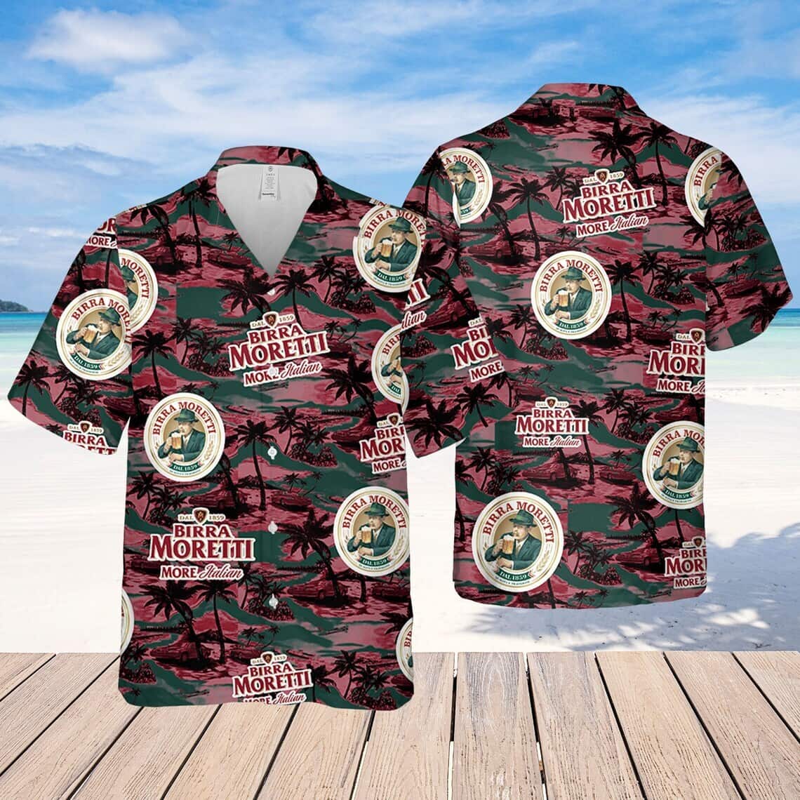 Birra Moretti Beer Island Pattern Hawaiian Shirt Birra Moretti Beer Island Pattern Hawaiian Shirt