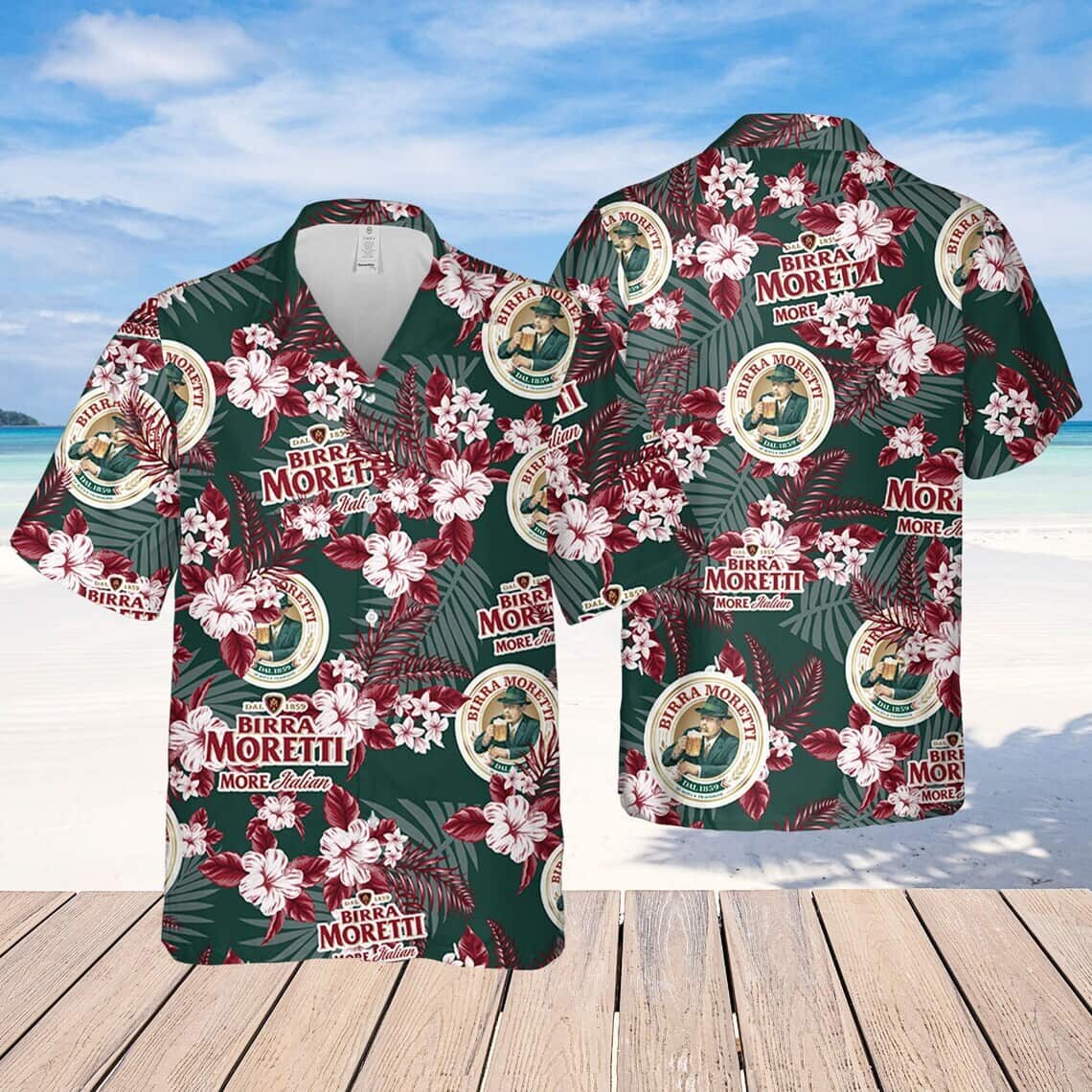 Birra Moretti Beer Flower Pattern Hawaiian Shirt Practical Beach Gift Birra Moretti Beer Flower Pattern Hawaiian Shirt Practical Beach Gift
