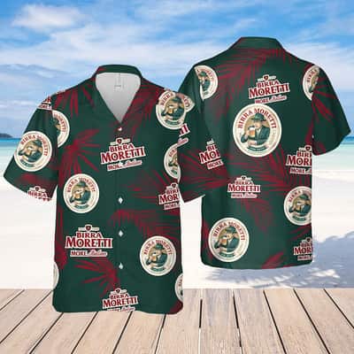 Birra Moretti Beer Palm Leaves Pattern Hawaiian Shirt