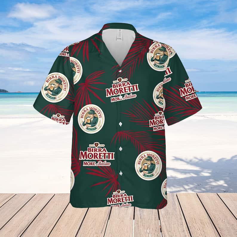 Birra Moretti Beer Palm Leaves Pattern Hawaiian Shirt Birra Moretti Beer Palm Leaves Pattern Hawaiian Shirt