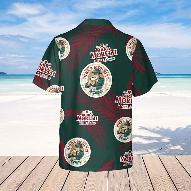 Birra Moretti Beer Palm Leaves Pattern Hawaiian Shirt Birra Moretti Beer Palm Leaves Pattern Hawaiian Shirt