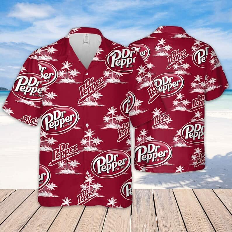 Dr.Pepper Beer Hawaiian Shirt Coconut Island Pattern Beach Vacation Gift