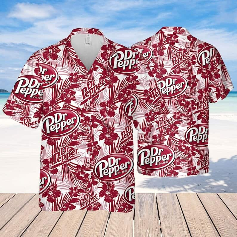 Dr.Pepper Hawaiian Shirt Tropical Flower Pattern Beach Gift For Beer Lovers