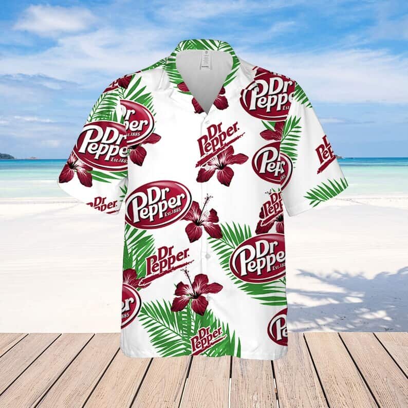 White Aloha Dr.Pepper Hawaiian Shirt Hibiscus Flower Beach Lovers Gift White Aloha Dr.Pepper Hawaiian Shirt Hibiscus Flower Beach Lovers Gift