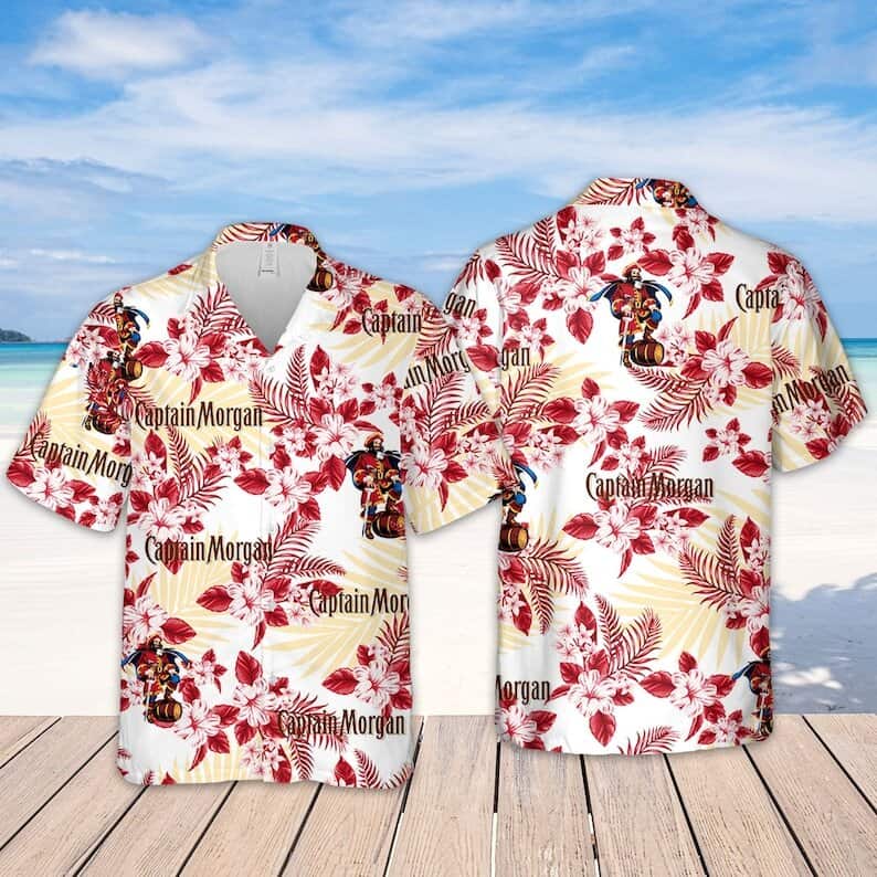 Captain Morgan Hawaiian Shirt Hibiscus Flower Pattern Beach Gift For Friend