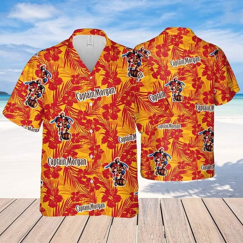Captain Morgan Hawaiian Shirt Tropical Flower Pattern Gift For Him Captain Morgan Hawaiian Shirt Tropical Flower Pattern Gift For Him