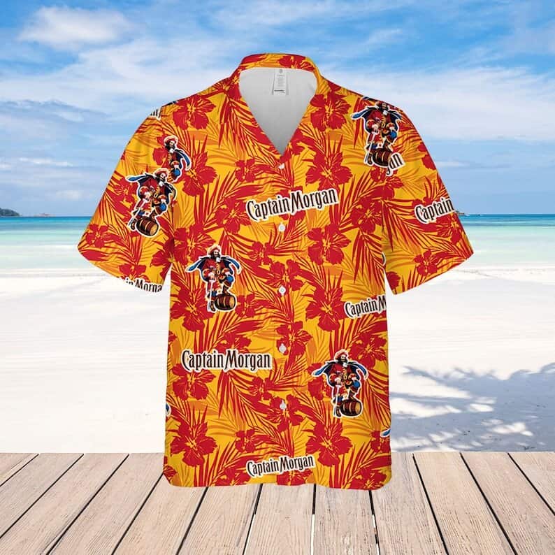 Captain Morgan Hawaiian Shirt Tropical Flower Pattern Gift For Him Captain Morgan Hawaiian Shirt Tropical Flower Pattern Gift For Him