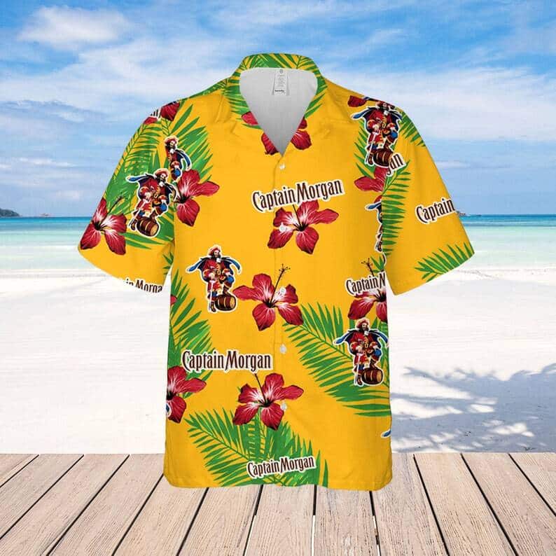 Captain Morgan Hawaiian Shirt Hibiscus Flower Palm Leaves Beach Lovers Gift Captain Morgan Hawaiian Shirt Hibiscus Flower Palm Leaves Beach Lovers Gift