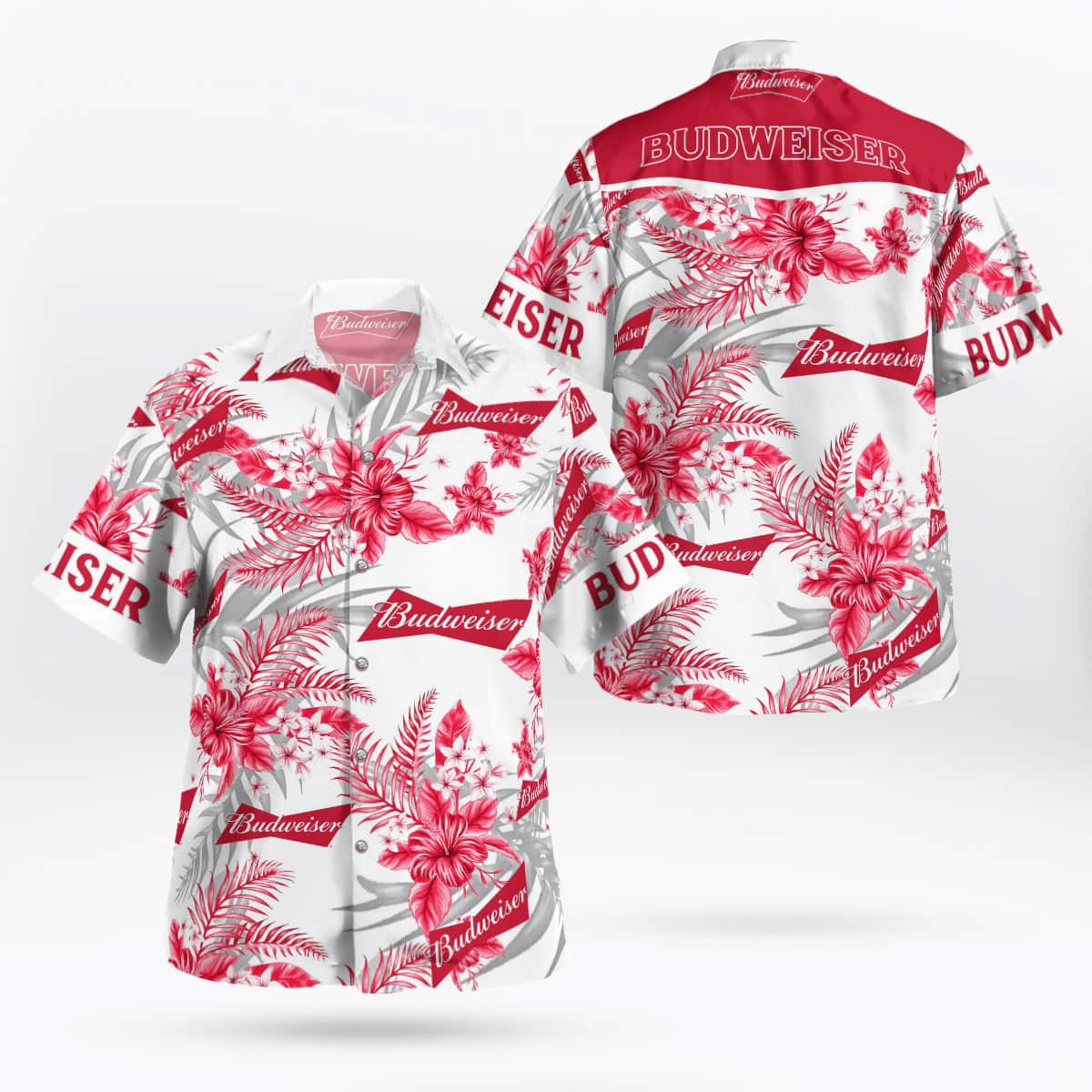 Budweiser Hawaiian Shirt Tropical Flower Pattern Beer Lovers Gift