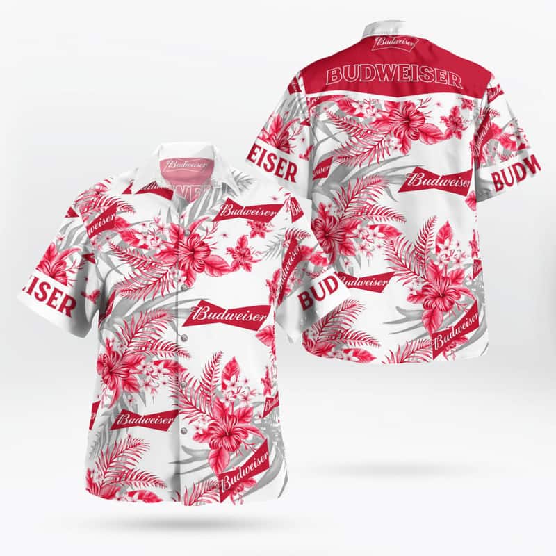 Budweiser Hawaiian Shirt Tropical Flower Pattern Beer Lovers Gift Budweiser Hawaiian Shirt Tropical Flower Pattern Beer Lovers Gift