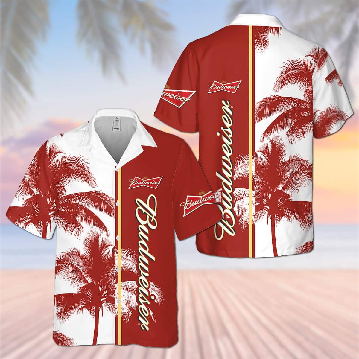 Budweiser Beer Hawaiian Shirt Tropical Coconut Tree Beach Lovers Gift