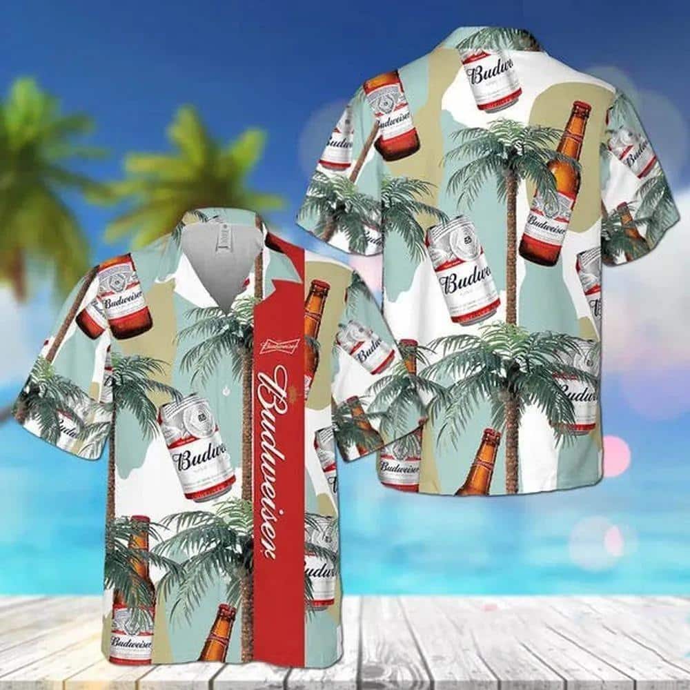 Budweiser Beer Hawaiian Shirt Tropical Coconut Tree Beach Gift For Friend