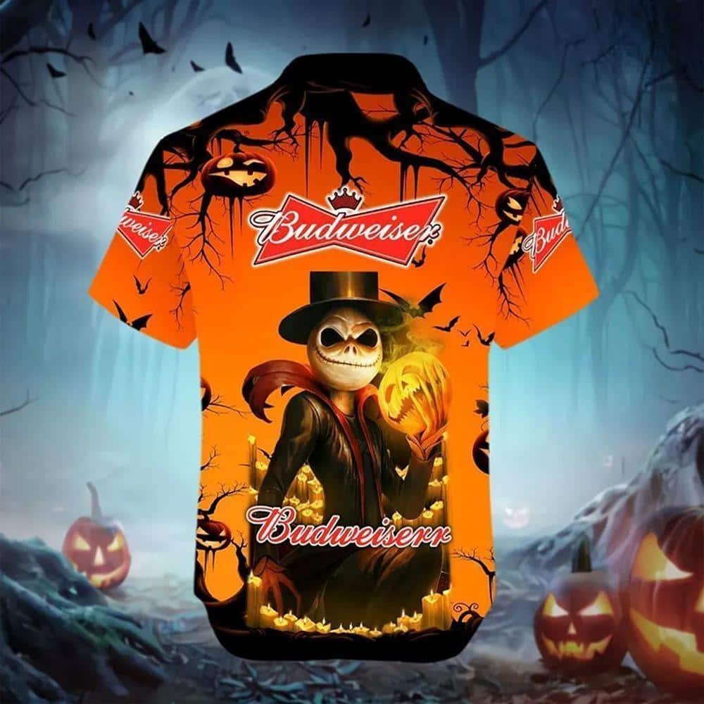 Budweiser Hawaiian Shirt Halloween Jack Skellington Budweiser Hawaiian Shirt Halloween Jack Skellington