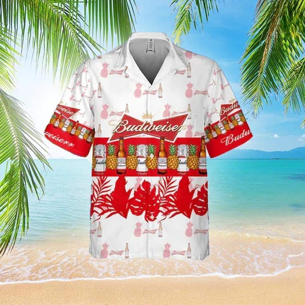 Budweiser Beer Hawaiian Shirt Palm Leaves Pattern Beach Lovers Gift