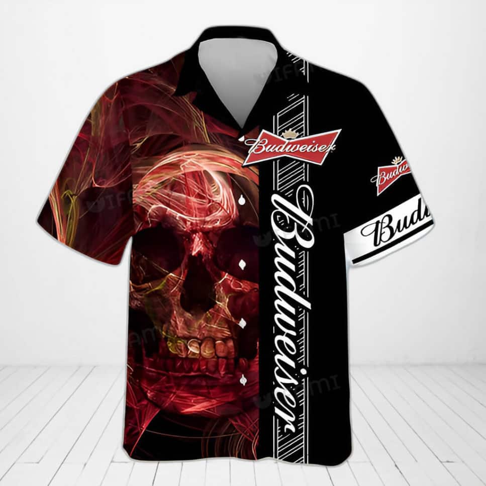 Skull With Budweiser Hawaiian Shirt Beer Lovers Gift