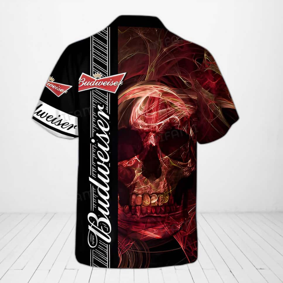 Skull With Budweiser Hawaiian Shirt Beer Lovers Gift Skull With Budweiser Hawaiian Shirt Beer Lovers Gift