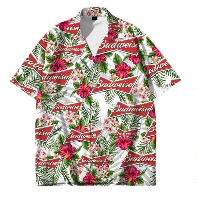Budweiser Beer Hawaiian Shirt Tropical Flower Pattern Beach Lovers Gift