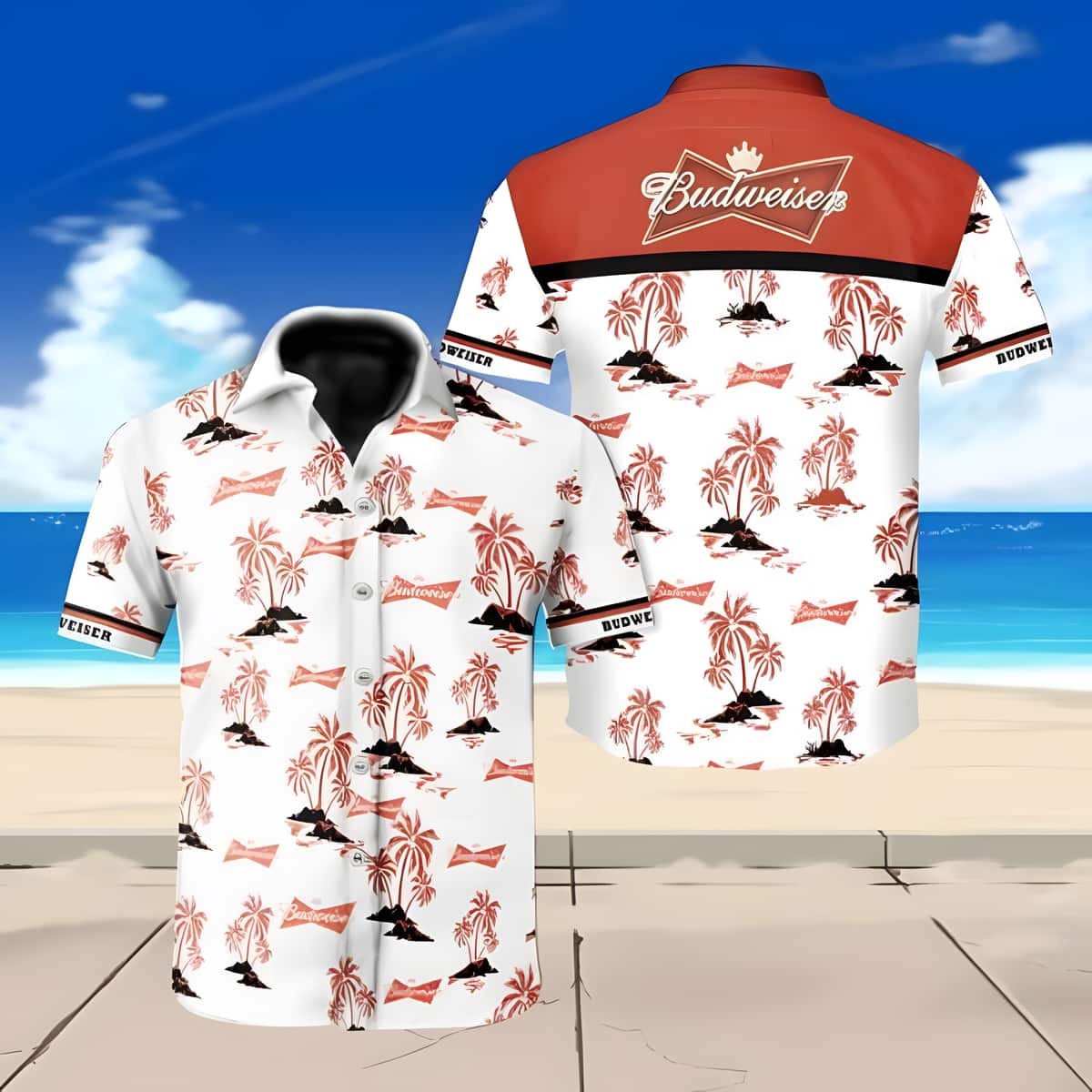 Budweiser Beer Hawaiian Shirt Island Pattern Gift For Beach Trip