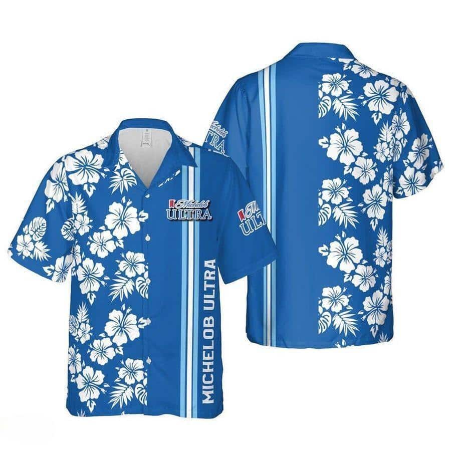 Michelob Ultra Beer Hawaiian Shirt Hibiscus Flower Pattern Practical Beach Gift Michelob Ultra Beer Hawaiian Shirt Hibiscus Flower Pattern Practical Beach Gift