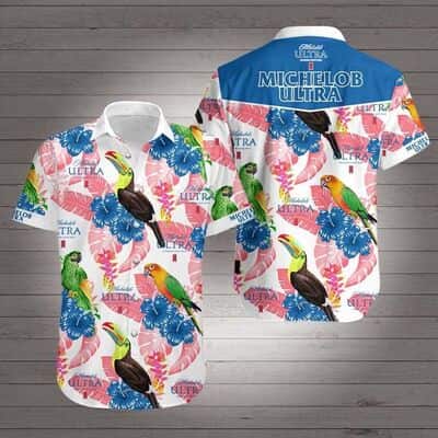 Michelob Ultra Hawaiian Shirt Bird And Hibiscus Flower Michelob Ultra Hawaiian Shirt Bird And Hibiscus Flower