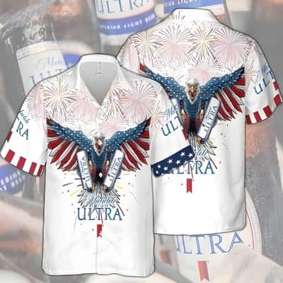 Michelob Ultra Beer Hawaiian Shirt Bald Eagle Fireworks 4th Of July Michelob Ultra Beer Hawaiian Shirt Bald Eagle Fireworks 4th Of July