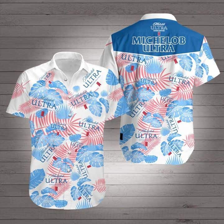 Michelob Ultra Hawaiian Shirt Tropical Palm Leaves Michelob Ultra Hawaiian Shirt Tropical Palm Leaves