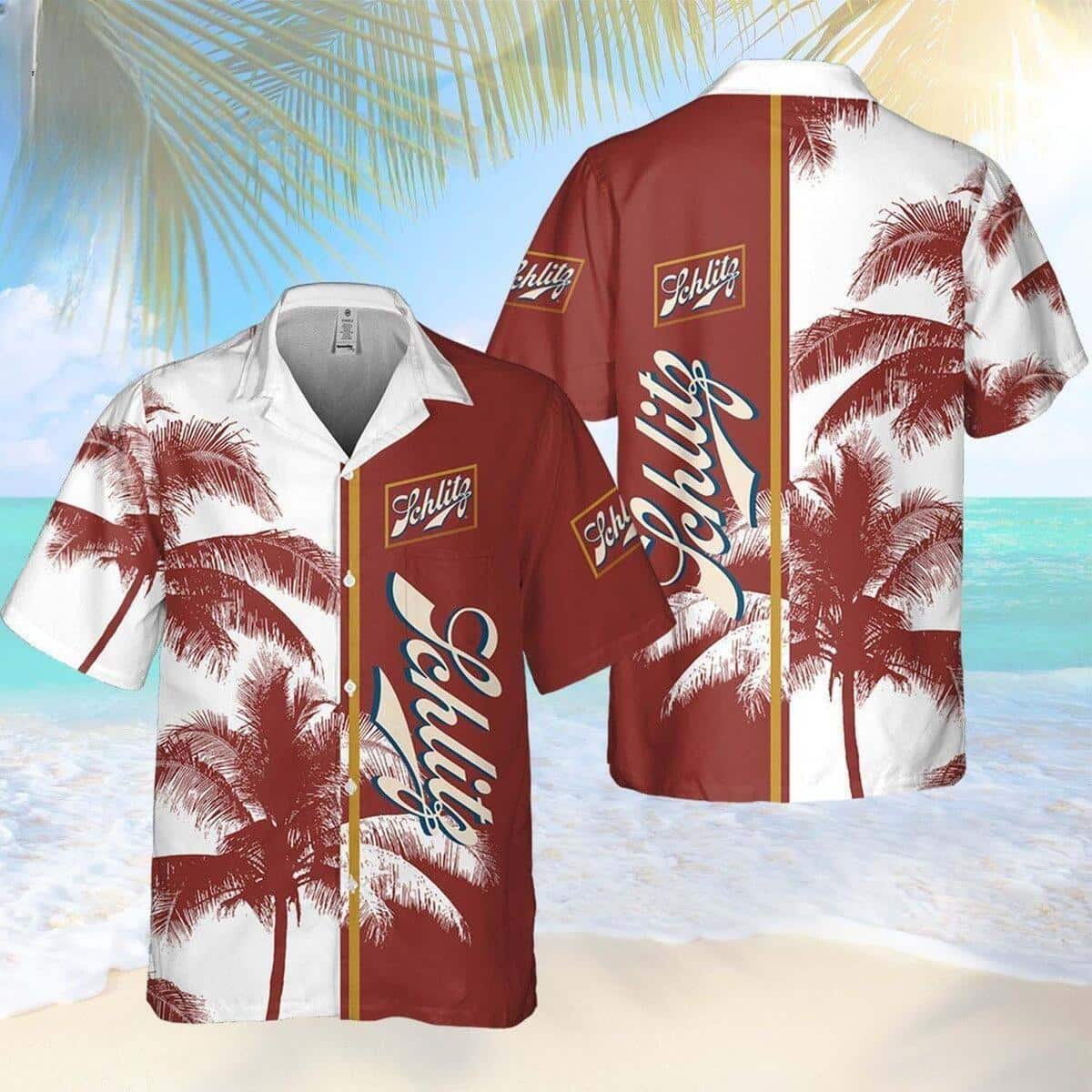 Schlitz Beer Palm Tree All Over Print Hawaiian Shirt Schlitz Beer Palm Tree All Over Print Hawaiian Shirt