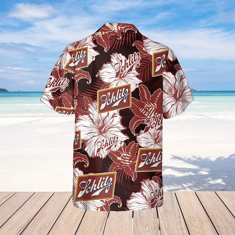 Schlitz Beer Tropical Flower Pattern Hawaiian Shirt Schlitz Beer Tropical Flower Pattern Hawaiian Shirt