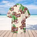 Beige Schlitz Beer Hawaiian Shirt Hibiscus Flower Palm Leaves Pattern