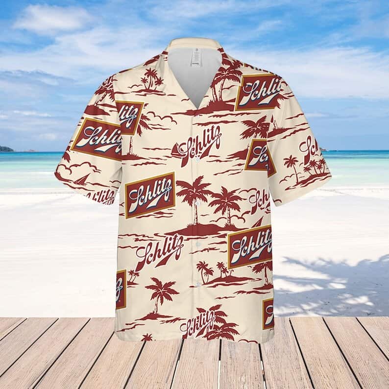 Schlitz Beer Beach Pattern Hawaiian Shirt