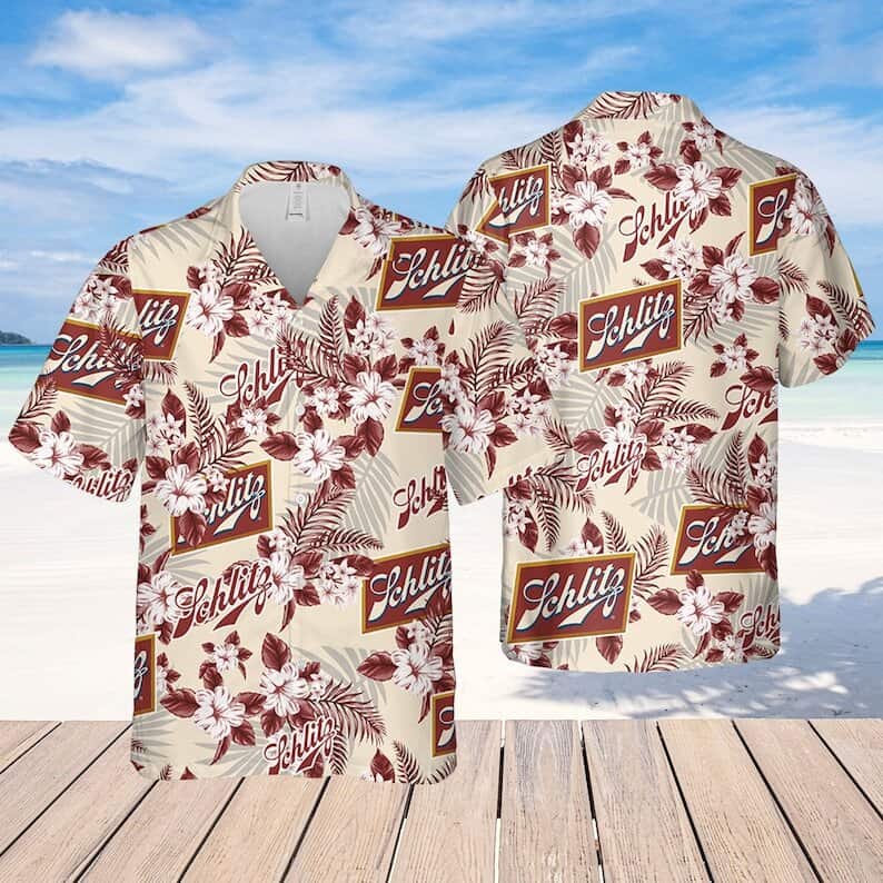 Schlitz Beer Flower Pattern Hawaiian Shirt Schlitz Beer Flower Pattern Hawaiian Shirt