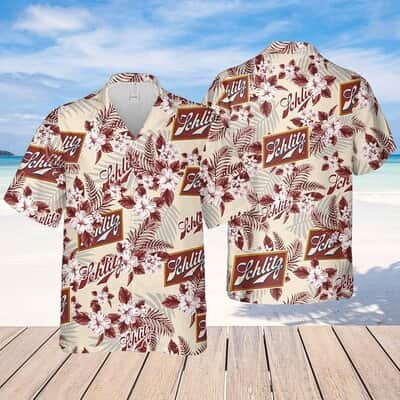 Schlitz Beer Flower Pattern Hawaiian Shirt
