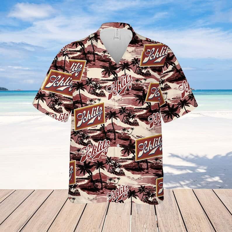 Schlitz Beer Sea Island Pattern Hawaiian Shirt Schlitz Beer Sea Island Pattern Hawaiian Shirt