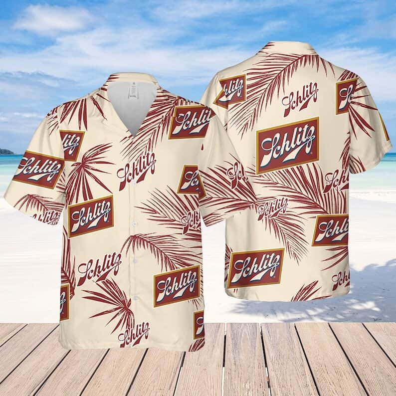 Schlitz Beer Palm Leaves Pattern Hawaiian Shirt Schlitz Beer Palm Leaves Pattern Hawaiian Shirt