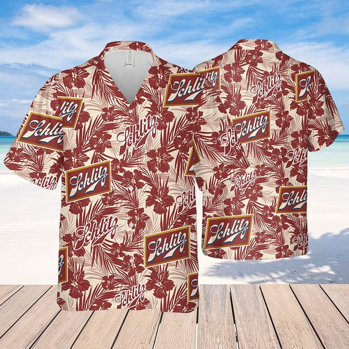 Schlitz Beer Hawaiian Shirt Tropical Flower Pattern Beach Lovers Gift Schlitz Beer Hawaiian Shirt Tropical Flower Pattern Beach Lovers Gift